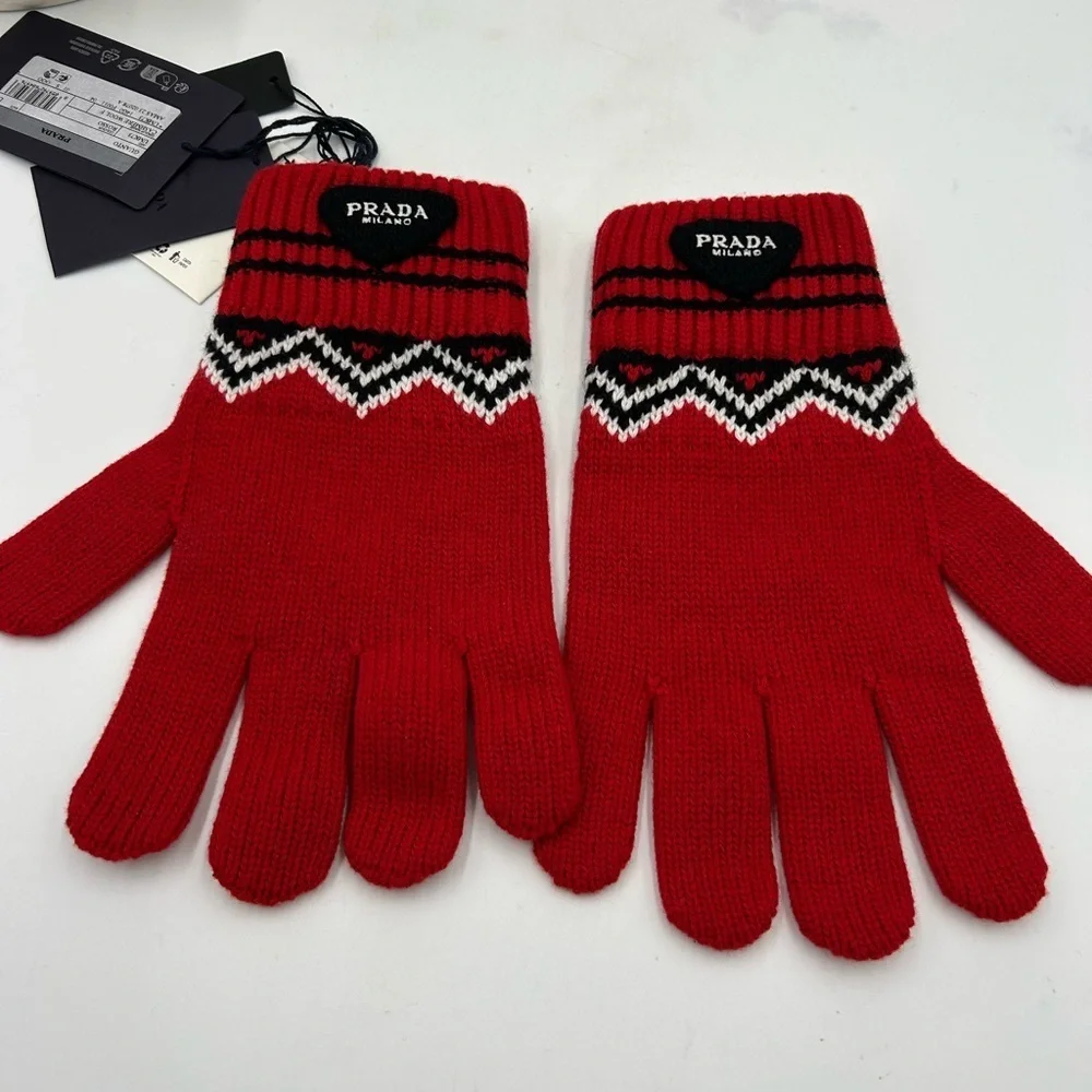 Unisex Prada wool/cashmere knit gloves size large made in Italy